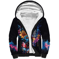 Mexican La Calaca and Butterfly Sherpa Hoodie Skull Day Of The Dead - Wonder Print Shop