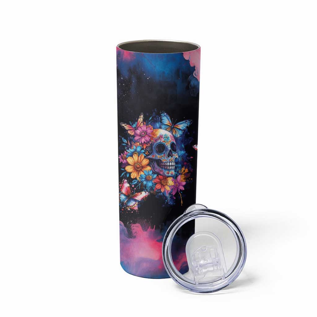Mexican La Calaca and Butterfly Skinny Tumbler Skull Day Of The Dead - Wonder Print Shop