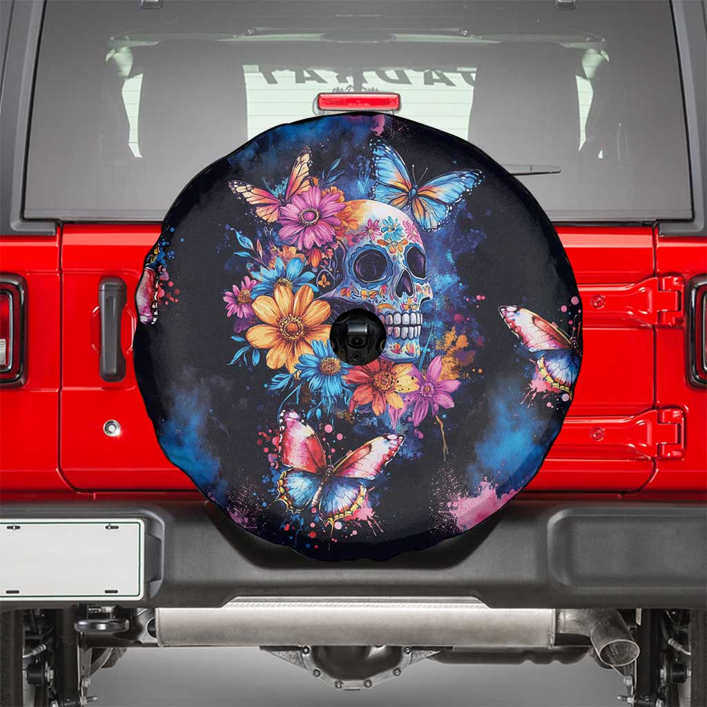 Mexican La Calaca and Butterfly Spare Tire Cover Skull Day Of The Dead - Wonder Print Shop