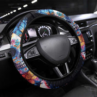 Mexican La Calaca and Butterfly Steering Wheel Cover Skull Day Of The Dead - Wonder Print Shop