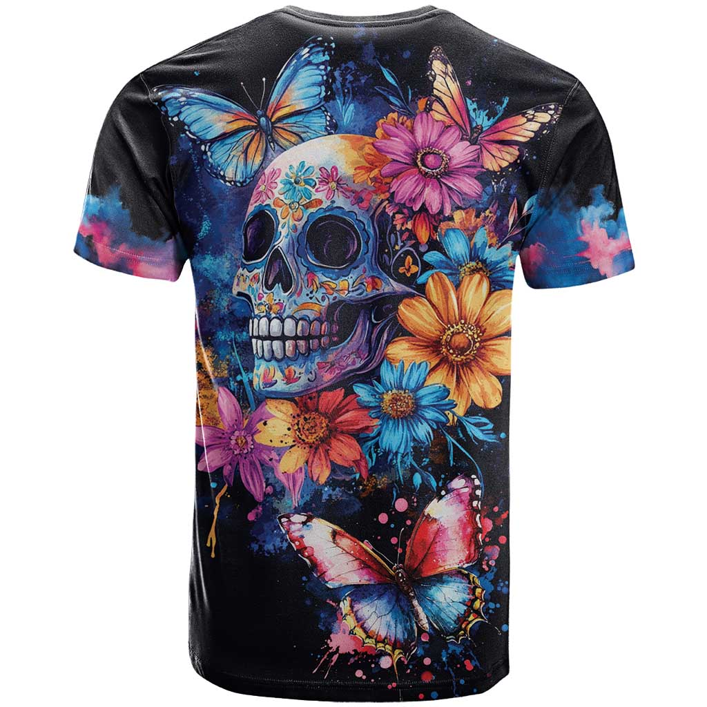 Mexican La Calaca and Butterfly T Shirt Skull Day Of The Dead - Wonder Print Shop