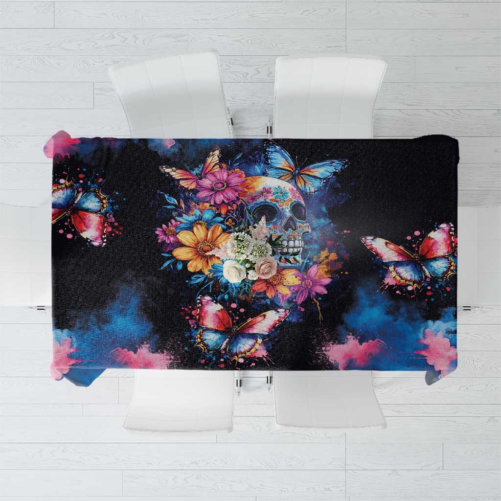 Mexican La Calaca and Butterfly Tablecloth Skull Day Of The Dead - Wonder Print Shop