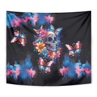 Mexican La Calaca and Butterfly Tapestry Skull Day Of The Dead - Wonder Print Shop