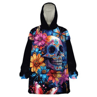 Mexican La Calaca and Butterfly Wearable Blanket Hoodie Skull Day Of The Dead - Wonder Print Shop