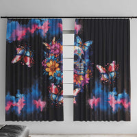 Mexican La Calaca and Butterfly Window Curtain Skull Day Of The Dead - Wonder Print Shop