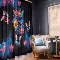 Mexican La Calaca and Butterfly Window Curtain Skull Day Of The Dead - Wonder Print Shop
