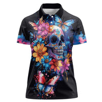 Mexican La Calaca and Butterfly Women Polo Shirt Skull Day Of The Dead - Wonder Print Shop