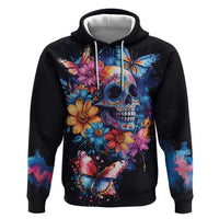 Mexican La Calaca and Butterfly Zip Hoodie Skull Day Of The Dead - Wonder Print Shop