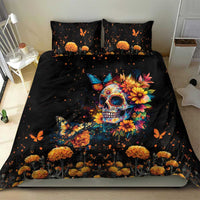 Mexican La Calaca and Marigold Flowers Bedding Set Skull Day Of The Dead LT9 - Wonder Print Shop