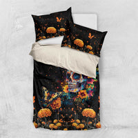 Mexican La Calaca and Marigold Flowers Bedding Set Skull Day Of The Dead LT9 - Wonder Print Shop