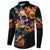 Mexican La Calaca and Marigold Flowers Button Sweatshirt Skull Day Of The Dead LT9 - Wonder Print Shop