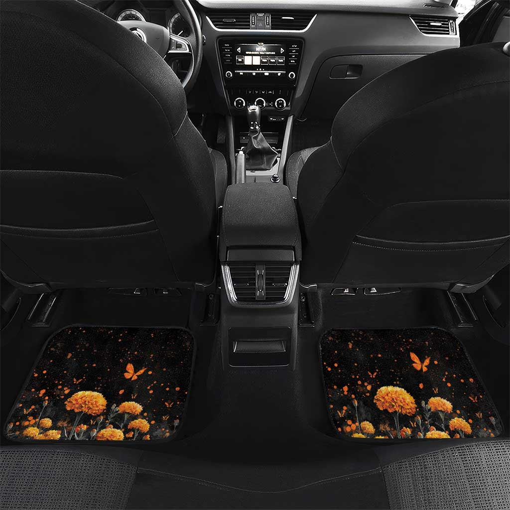 Mexican La Calaca and Marigold Flowers Car Mats Skull Day Of The Dead LT9 - Wonder Print Shop