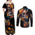 Mexican La Calaca and Marigold Flowers Couples Matching Off Shoulder Maxi Dress and Long Sleeve Button Shirt Skull Day Of The Dead LT9 - Wonder Print Shop