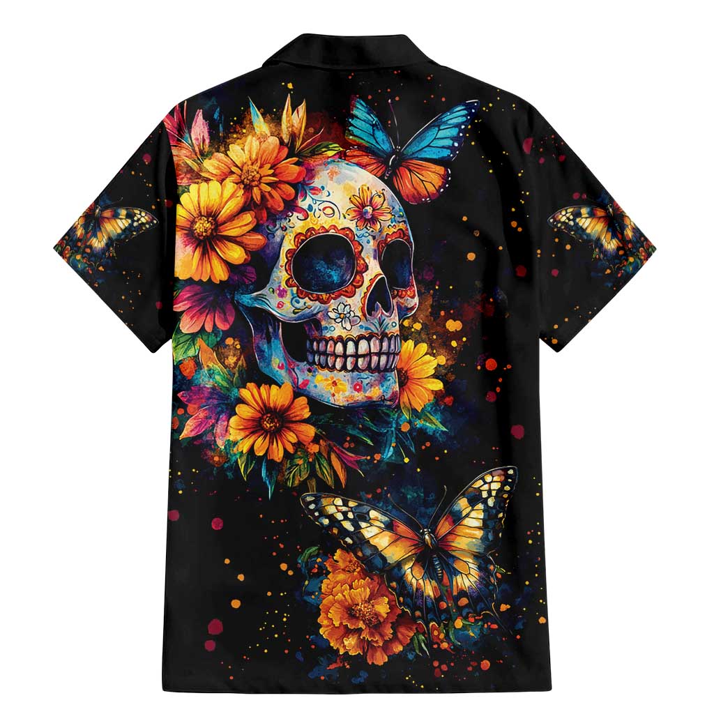 Mexican La Calaca and Marigold Flowers Family Matching Mermaid Dress and Hawaiian Shirt Skull Day Of The Dead LT9 - Wonder Print Shop