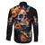 Mexican La Calaca and Marigold Flowers Family Matching Off The Shoulder Long Sleeve Dress and Hawaiian Shirt Skull Day Of The Dead - Wonder Print Shop