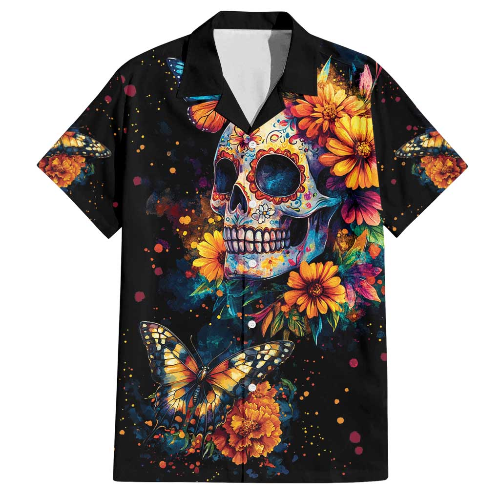 Mexican La Calaca and Marigold Flowers Family Matching Puletasi and Hawaiian Shirt Skull Day Of The Dead - Wonder Print Shop