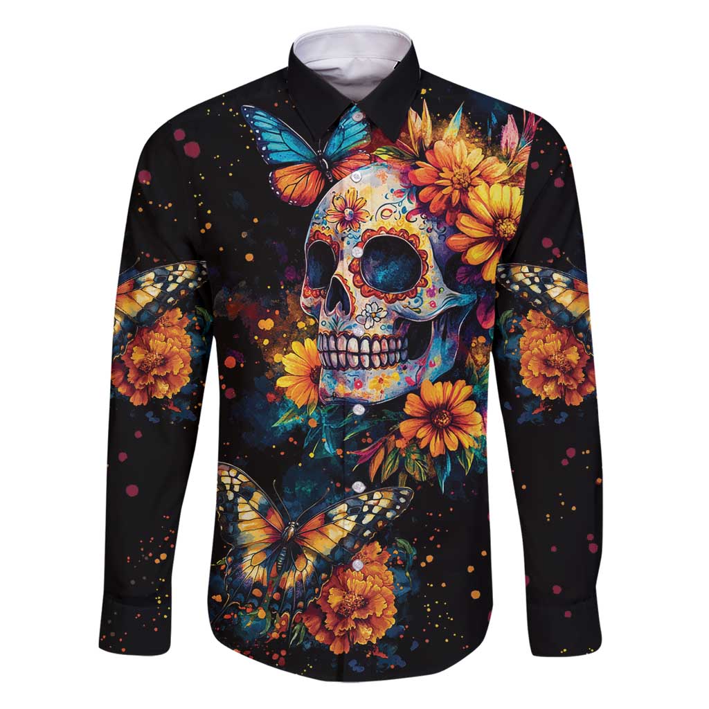 Mexican La Calaca and Marigold Flowers Family Matching Puletasi and Hawaiian Shirt Skull Day Of The Dead - Wonder Print Shop