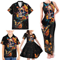 Mexican La Calaca and Marigold Flowers Family Matching Tank Maxi Dress and Hawaiian Shirt Skull Day Of The Dead - Wonder Print Shop