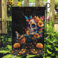 Mexican La Calaca and Marigold Flowers Garden Flag Skull Day Of The Dead - Wonder Print Shop