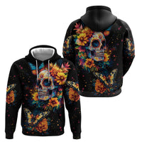 Mexican La Calaca and Marigold Flowers Hoodie Skull Day Of The Dead - Wonder Print Shop
