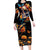 Mexican La Calaca and Marigold Flowers Long Sleeve Bodycon Dress Skull Day Of The Dead - Wonder Print Shop