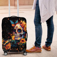 Mexican La Calaca and Marigold Flowers Luggage Cover Skull Day Of The Dead - Wonder Print Shop