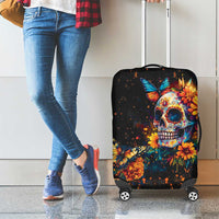 Mexican La Calaca and Marigold Flowers Luggage Cover Skull Day Of The Dead - Wonder Print Shop