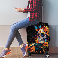 Mexican La Calaca and Marigold Flowers Luggage Cover Skull Day Of The Dead - Wonder Print Shop