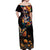 Mexican La Calaca and Marigold Flowers Off Shoulder Maxi Dress Skull Day Of The Dead - Wonder Print Shop
