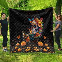 Mexican La Calaca and Marigold Flowers Quilt Skull Day Of The Dead - Wonder Print Shop