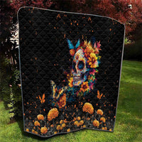 Mexican La Calaca and Marigold Flowers Quilt Skull Day Of The Dead - Wonder Print Shop