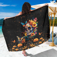 Mexican La Calaca and Marigold Flowers Sarong Skull Day Of The Dead - Wonder Print Shop