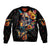 Mexican La Calaca and Marigold Flowers Sleeve Zip Bomber Jacket Skull Day Of The Dead - Wonder Print Shop