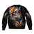 Mexican La Calaca and Marigold Flowers Sleeve Zip Bomber Jacket Skull Day Of The Dead - Wonder Print Shop