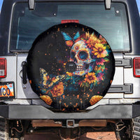 Mexican La Calaca and Marigold Flowers Spare Tire Cover Skull Day Of The Dead - Wonder Print Shop