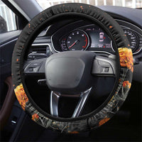 Mexican La Calaca and Marigold Flowers Steering Wheel Cover Skull Day Of The Dead - Wonder Print Shop