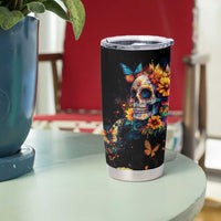 Mexican La Calaca and Marigold Flowers Tumbler Cup Skull Day Of The Dead - Wonder Print Shop
