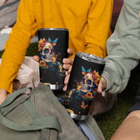 Mexican La Calaca and Marigold Flowers Tumbler Cup Skull Day Of The Dead - Wonder Print Shop