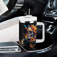 Mexican La Calaca and Marigold Flowers Tumbler With Handle Skull Day Of The Dead - Wonder Print Shop