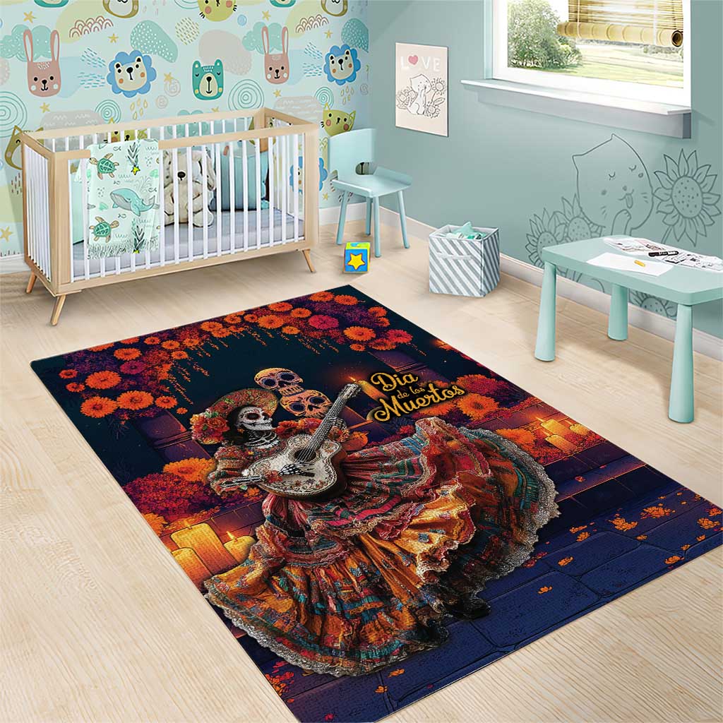Mexican La Catrina Skeletons Dancing Area Rug Dia de Los Muertos Verion 1 LT9 - Wonder Print Shop