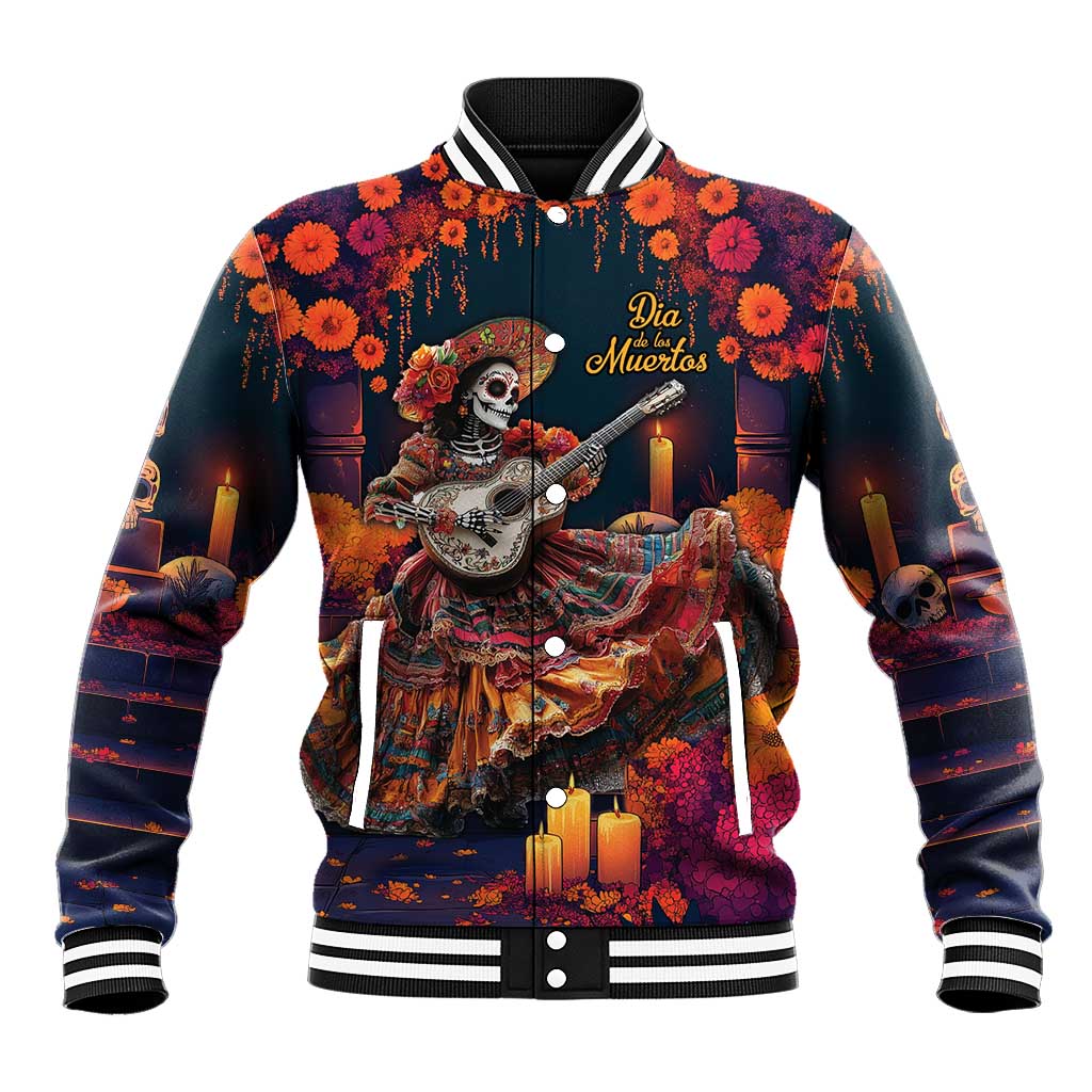 Mexican La Catrina Skeletons Dancing Baseball Jacket Dia de Los Muertos Verion 1 LT9 - Wonder Print Shop