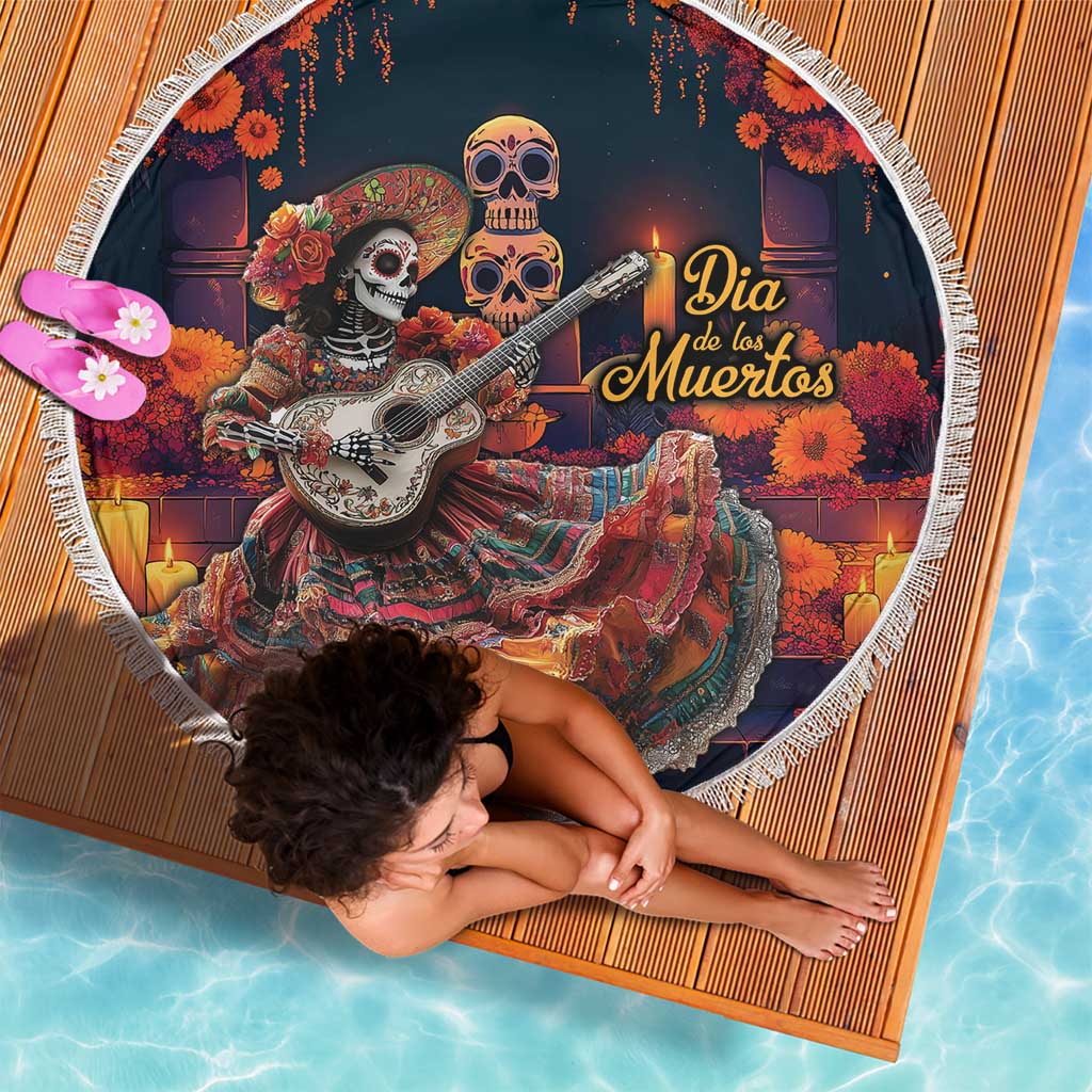 Mexican La Catrina Skeletons Dancing Beach Blanket Dia de Los Muertos Verion 1 LT9 - Wonder Print Shop