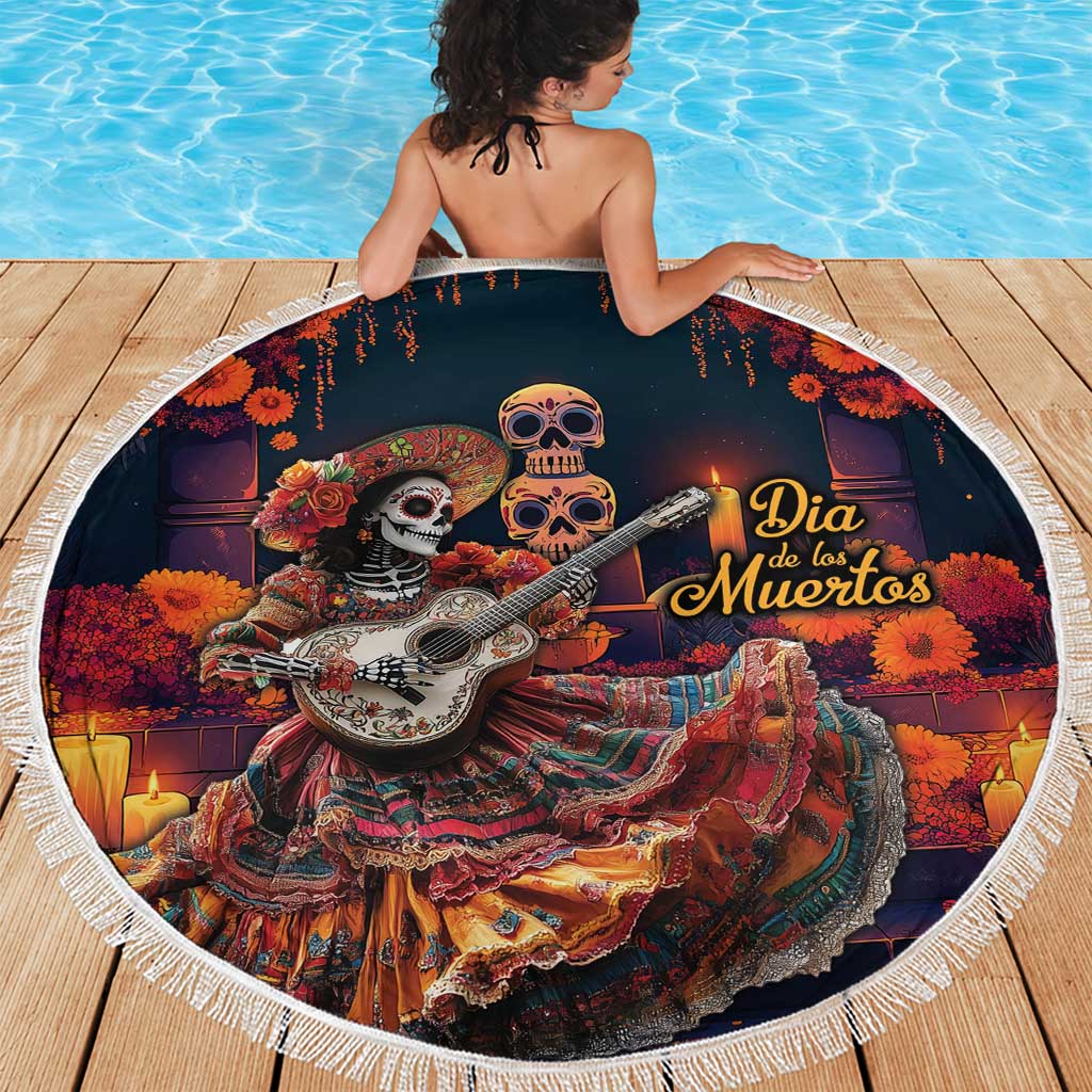 Mexican La Catrina Skeletons Dancing Beach Blanket Dia de Los Muertos Verion 1 LT9 - Wonder Print Shop