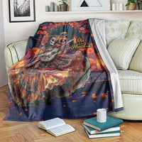 Mexican La Catrina Skeletons Dancing Blanket Dia de Los Muertos Verion 1