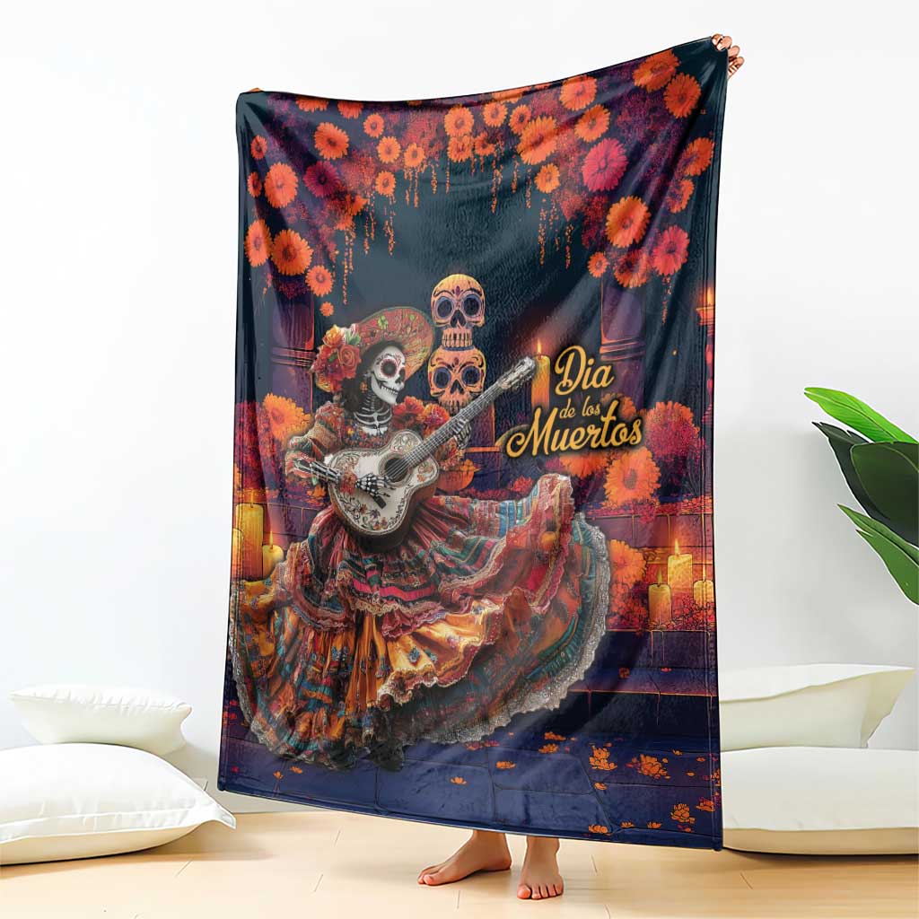 Mexican La Catrina Skeletons Dancing Blanket Dia de Los Muertos Verion 1