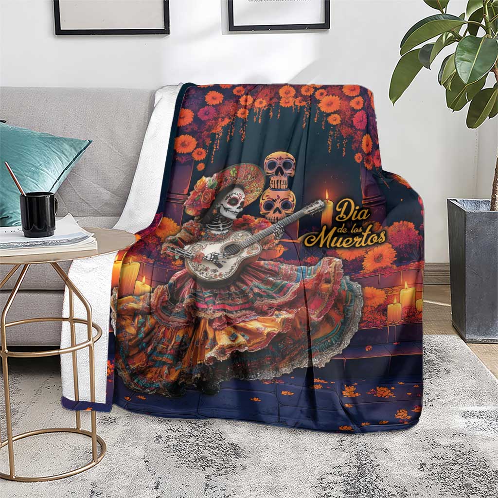 Mexican La Catrina Skeletons Dancing Blanket Dia de Los Muertos Verion 1