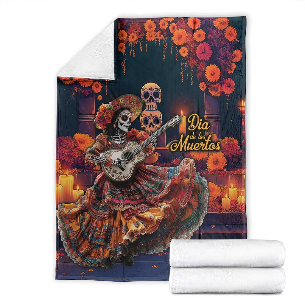 Mexican La Catrina Skeletons Dancing Blanket Dia de Los Muertos Verion 1