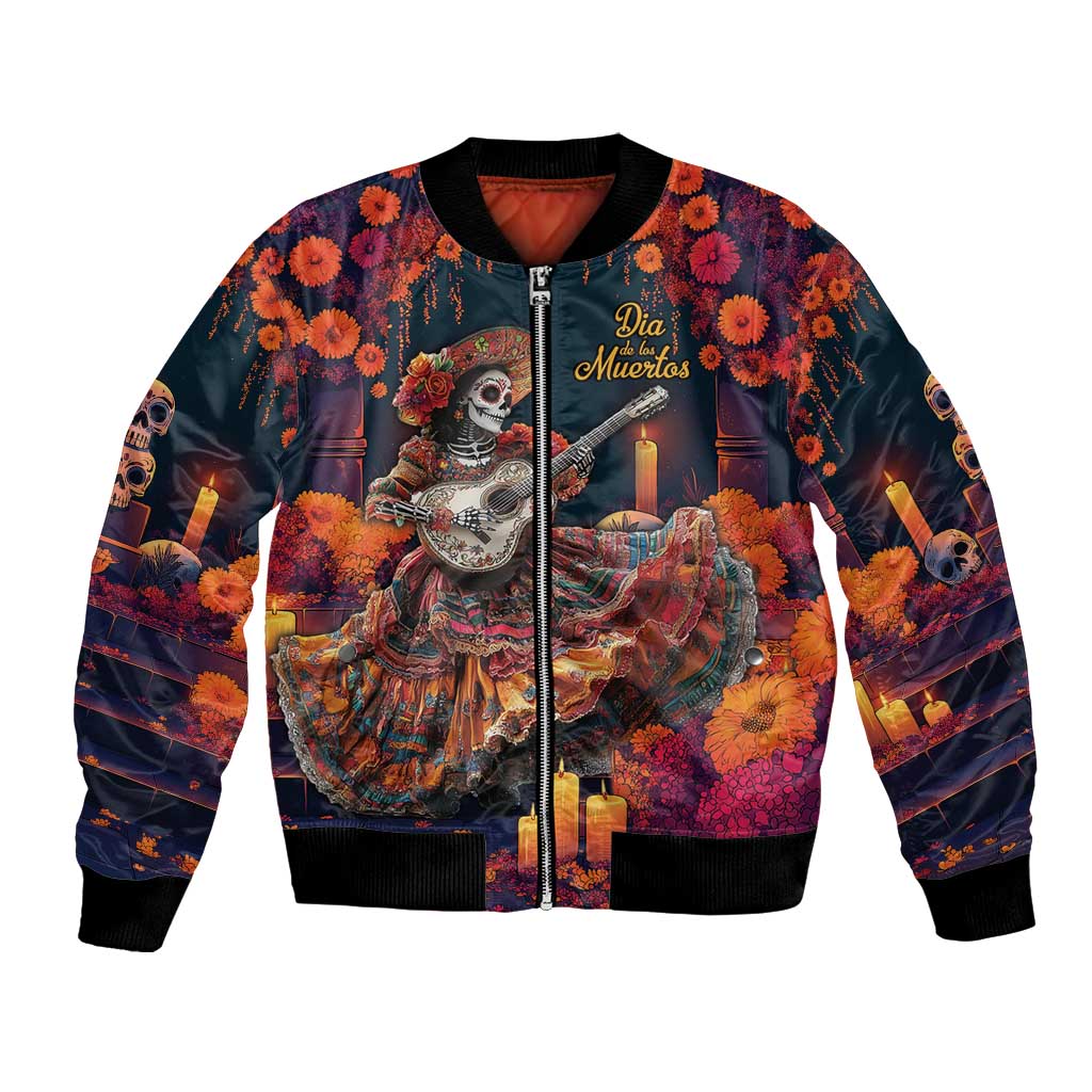 Mexican La Catrina Skeletons Dancing Bomber Jacket Dia de Los Muertos Verion 1 LT9 - Wonder Print Shop