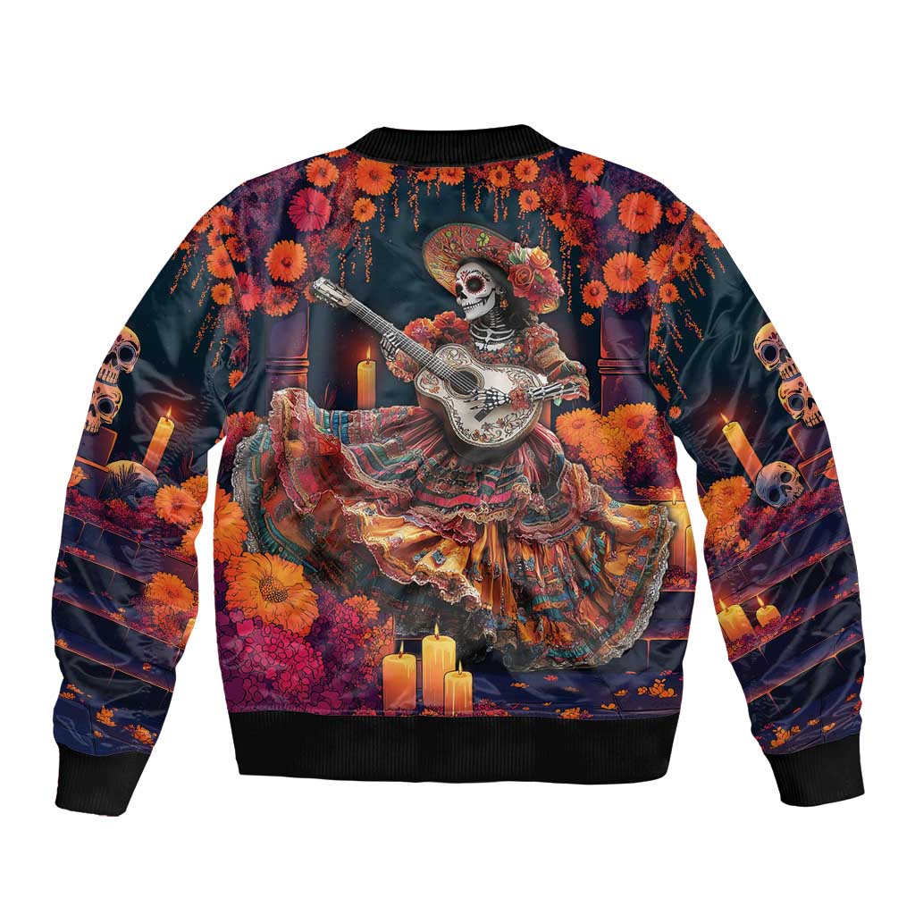Mexican La Catrina Skeletons Dancing Bomber Jacket Dia de Los Muertos Verion 1 LT9 - Wonder Print Shop