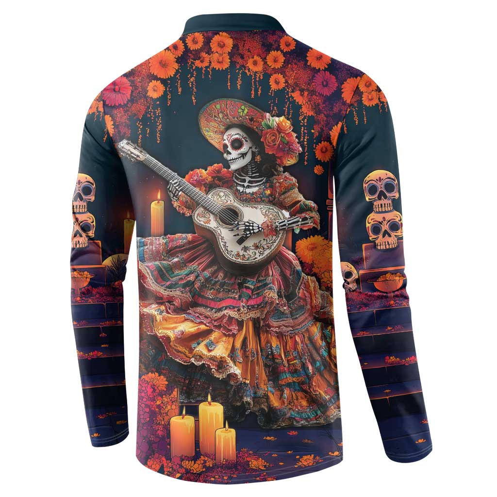 Mexican La Catrina Skeletons Dancing Button Sweatshirt Dia de Los Muertos Verion 1 LT9 - Wonder Print Shop